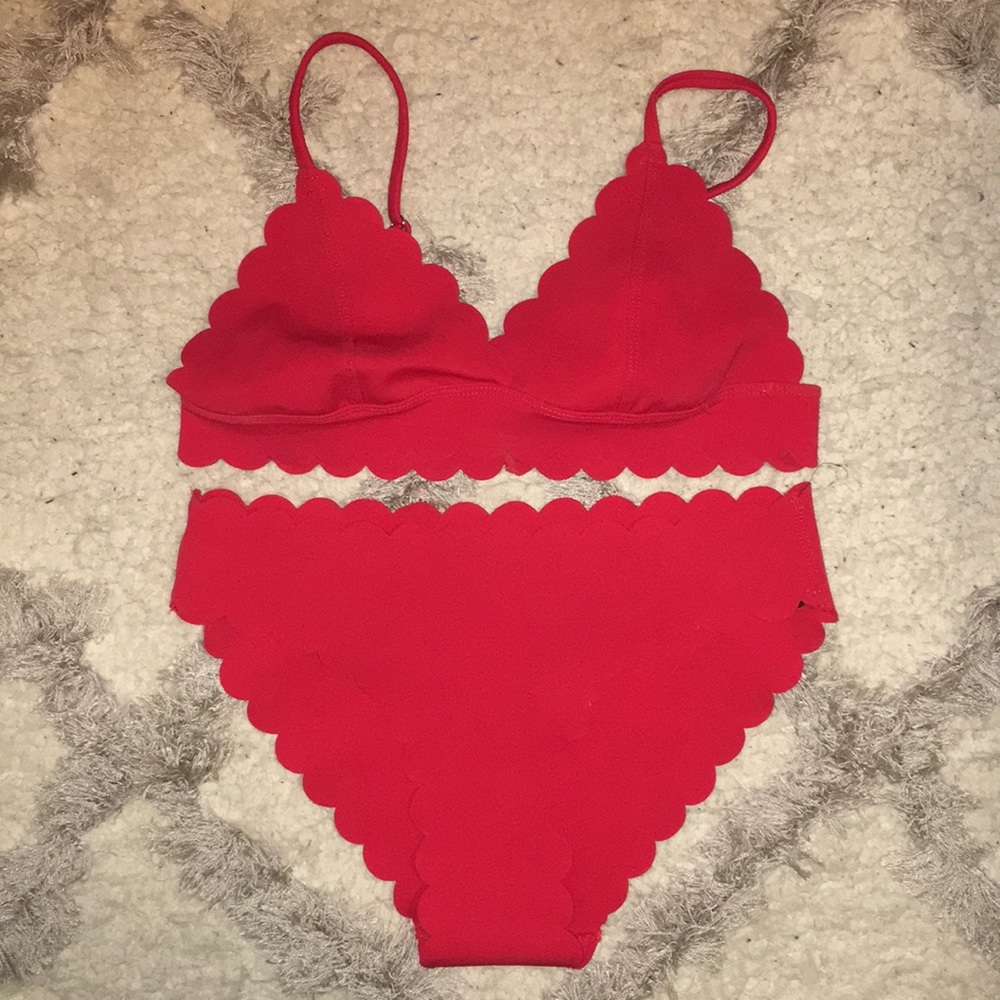 Red Scalloped Bikini